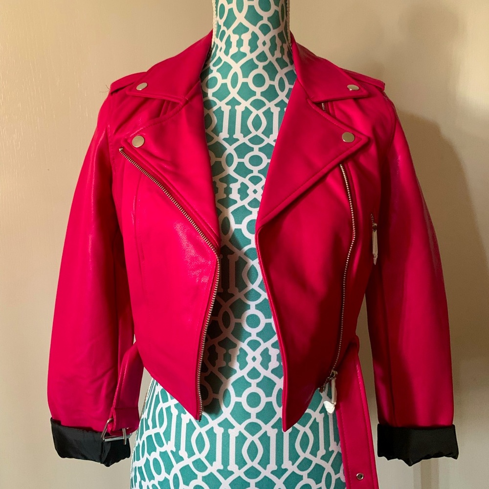 2/$25🆕✨Forever21 pink biker leather  jacket
